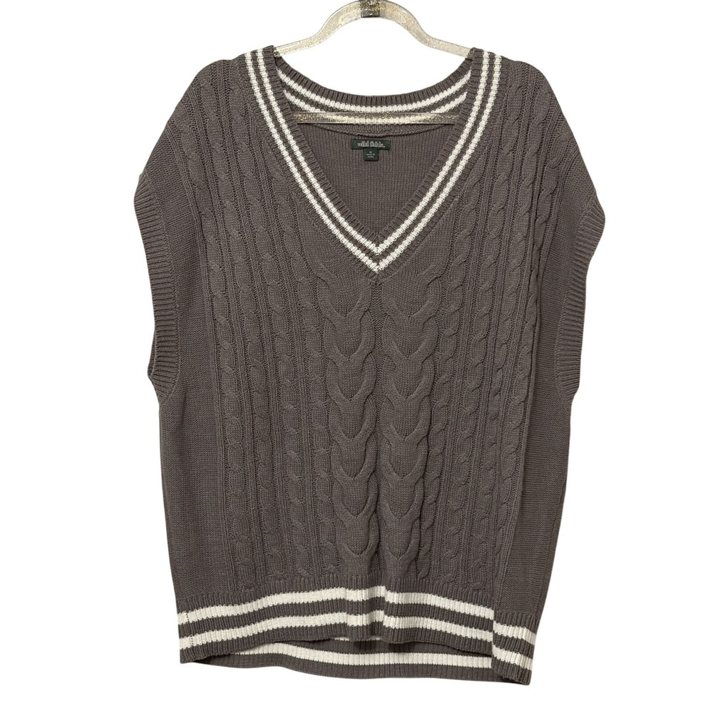 Grey Cableknit Cricket Grandpa Sweater Vest M Preppy Tennis Retro Old Money